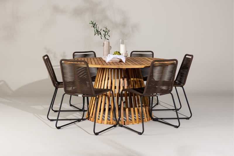 Tucumán Spisegruppe + 6 stoler - Natur - Hagemøbler & utemiljø - Hagegruppe - Spisegrupper hage