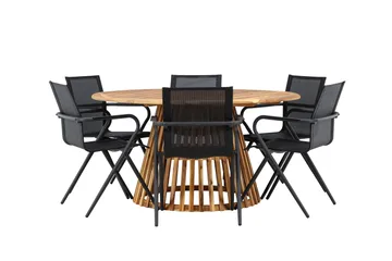 Tucumán Spisegruppe 120 cm Rund med 6 Alina Stoler - Natur - Hagemøbler & utemiljø - Hagegruppe - Spisegrupper hage