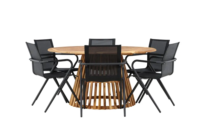 Tucumán Spisegruppe 120 cm Rund med 6 Alina Stoler - Natur - Hagemøbler & utemiljø - Hagegruppe - Spisegrupper hage