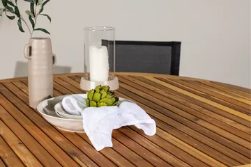 Tucumán Spisegruppe 120 cm Rund med 6 Alina Stoler - Natur - Hagemøbler & utemiljø - Hagegruppe - Spisegrupper hage