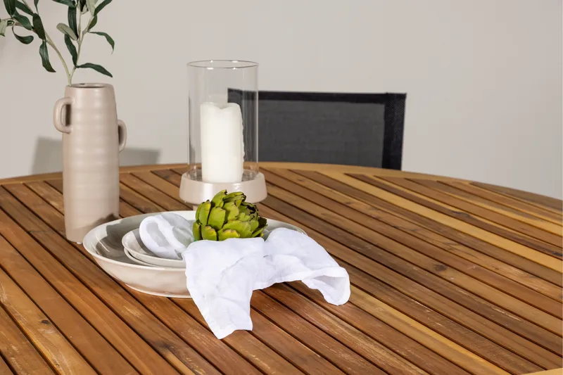 Tucumán Spisegruppe 120 cm Rund med 6 Alina Stoler - Natur - Hagemøbler & utemiljø - Hagegruppe - Spisegrupper hage