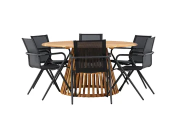 Tucumán Spisegruppe 120 cm Rund med 6 Alina Stoler - Natur - Hagemøbler & utemiljø - Hagegruppe - Spisegrupper hage