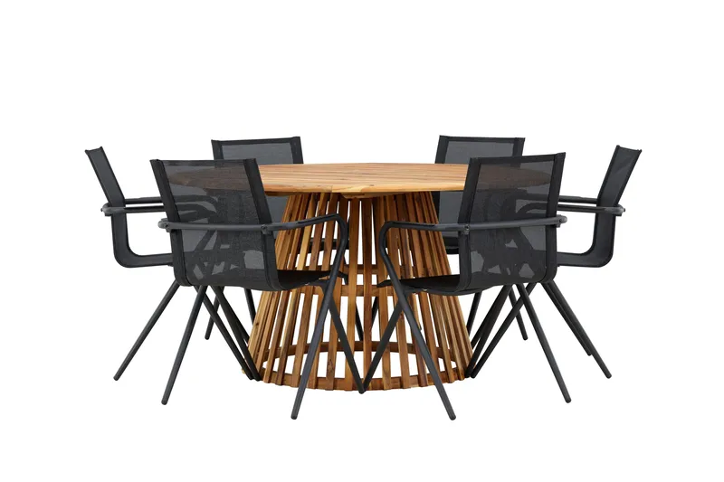 Tucumán Spisegruppe 120 cm Rund med 6 Alina Stoler - Natur - Hagemøbler & utemiljø - Hagegruppe - Spisegrupper hage