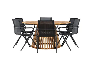 Tucumán Spisegruppe 120 cm Rund med 6 Alina Stoler - Natur - Hagemøbler & utemiljø - Hagegruppe - Spisegrupper hage