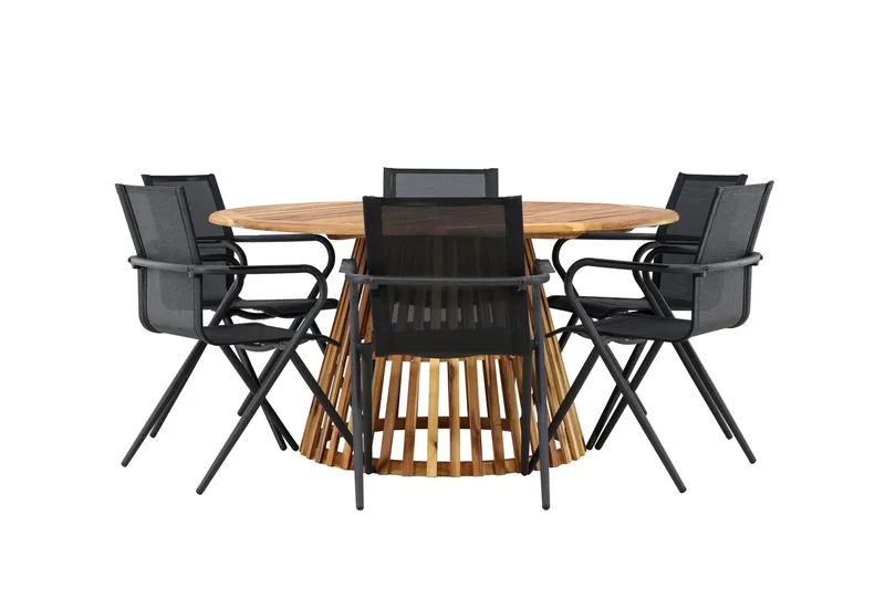Tucumán Spisegruppe 120 cm Rund med 6 Alina Stoler - Natur - Hagemøbler & utemiljø - Hagegruppe - Spisegrupper hage