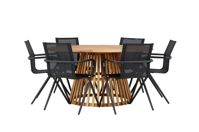 Tucumán Spisegruppe 120 cm Rund med 6 Alina Stoler - Natur - Hagemøbler & utemiljø - Hagegruppe - Spisegrupper hage