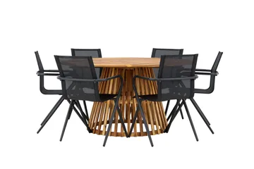 Tucumán Spisegruppe 120 cm Rund med 6 Alina Stoler - Natur - Hagemøbler & utemiljø - Hagegruppe - Spisegrupper hage