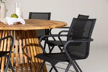 Tucumán Spisegruppe 120 cm Rund med 6 Alina Stoler - Natur - Hagemøbler & utemiljø - Hagegruppe - Spisegrupper hage