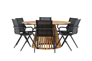 Tucumán Spisegruppe 120 cm Rund med 6 Alina Stoler - Natur - Hagemøbler & utemiljø - Hagegruppe - Spisegrupper hage
