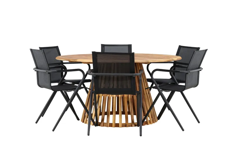 Tucumán Spisegruppe 120 cm Rund med 6 Alina Stoler - Natur - Hagemøbler & utemiljø - Hagegruppe - Spisegrupper hage