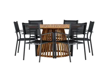 Tucumán Spisegruppe 120 cm Rund med 6 Copacabana Stoler - Natur - Hagemøbler & utemiljø - Hagegruppe - Spisegrupper hage