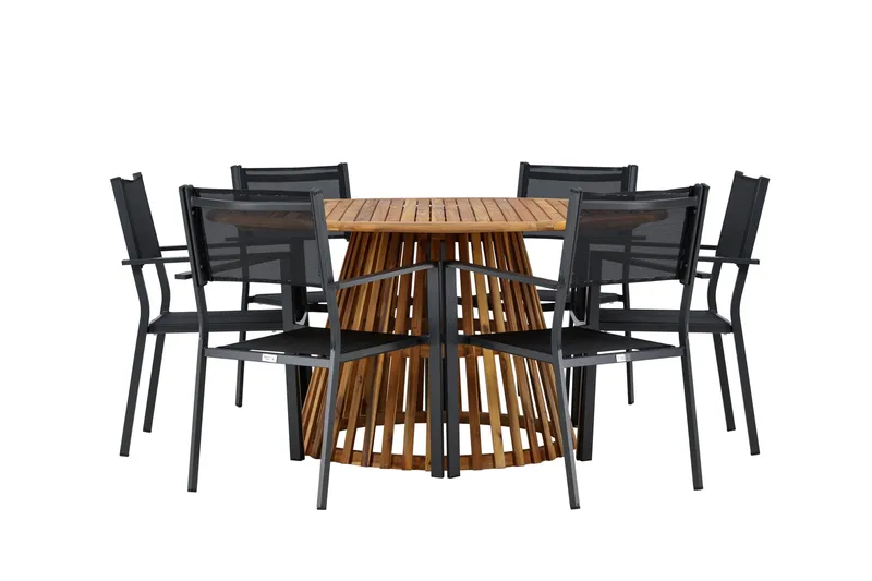 Tucumán Spisegruppe 120 cm Rund med 6 Copacabana Stoler - Natur - Hagemøbler & utemiljø - Hagegruppe - Spisegrupper hage