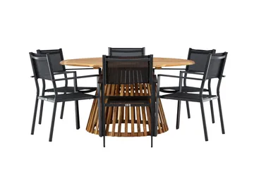Tucumán Spisegruppe 120 cm Rund med 6 Copacabana Stoler - Natur - Hagemøbler & utemiljø - Hagegruppe - Spisegrupper hage