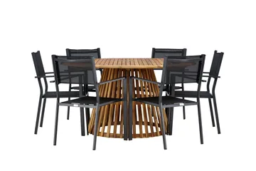 Tucumán Spisegruppe 120 cm Rund med 6 Copacabana Stoler - Natur - Hagemøbler & utemiljø - Hagegruppe - Spisegrupper hage