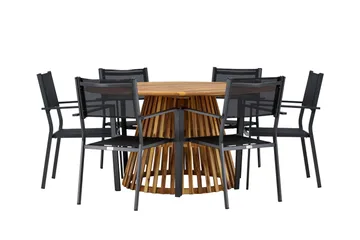 Tucumán Spisegruppe 120 cm Rund med 6 Copacabana Stoler - Natur - Hagemøbler & utemiljø - Hagegruppe - Spisegrupper hage