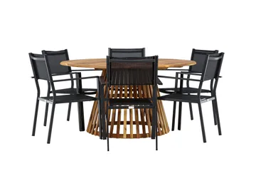 Tucumán Spisegruppe 120 cm Rund med 6 Copacabana Stoler - Natur - Hagemøbler & utemiljø - Hagegruppe - Spisegrupper hage