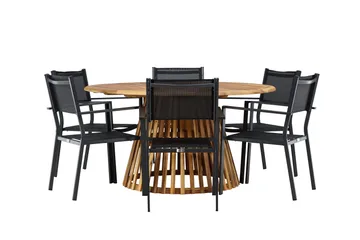 Tucumán Spisegruppe 120 cm Rund med 6 Copacabana Stoler - Natur - Hagemøbler & utemiljø - Hagegruppe - Spisegrupper hage