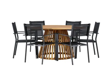 Tucumán Spisegruppe 120 cm Rund med 6 Copacabana Stoler - Natur - Hagemøbler & utemiljø - Hagegruppe - Spisegrupper hage