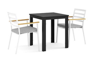 Tunis utendørs cafésett 70x70 cm med 2 Oliver karmstoler - Svart/svart - Hagemøbler & utemiljø - Hagegruppe - Spisegrupper hage