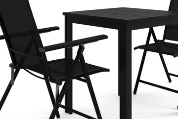 Tunis utendørs kafésett 70x70 cm med 2 Sanna posisjonsstoler - Svart/Svart - Hagemøbler & utemiljø - Hagegruppe - Cafemøbler & cafesett