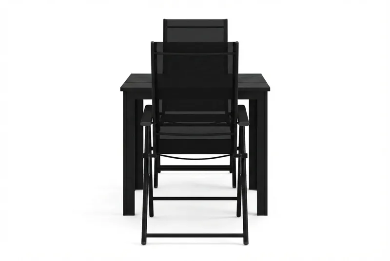 Tunis utendørs kafésett 70x70 cm med 2 Sanna posisjonsstoler - Svart/Svart - Hagemøbler & utemiljø - Hagegruppe - Cafemøbler & cafesett