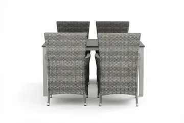 Tunis utendørs spisegruppe 140x90 cm med 4 Thor hagelenestoler - Hvit/Grå - Hagemøbler & utemiljø - Hagegruppe - Spisegrupper hage