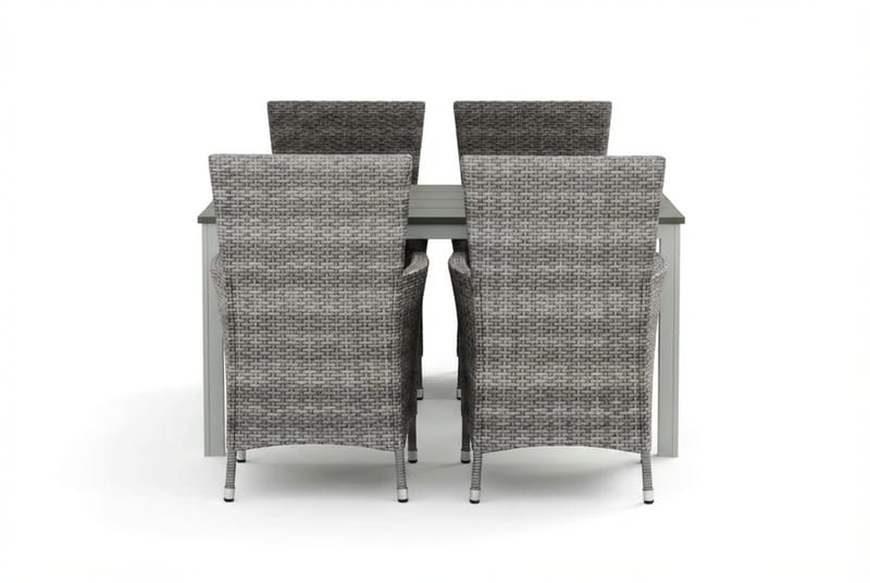 Tunis utendørs spisegruppe 140x90 cm med 4 Thor hagelenestoler - Hvit/Grå - Hagemøbler & utemiljø - Hagegruppe - Spisegrupper hage