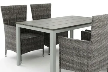 Tunis utendørs spisegruppe 140x90 cm med 4 Thor hagelenestoler - Hvit/Grå - Hagemøbler & utemiljø - Hagegruppe - Spisegrupper hage