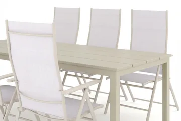 Tunis utendørs spisegruppe 205x90 cm med 6 Sanna regulerbare stoler - Beige/beige - Hagemøbler & utemiljø - Hagegruppe - Spisegrupper hage