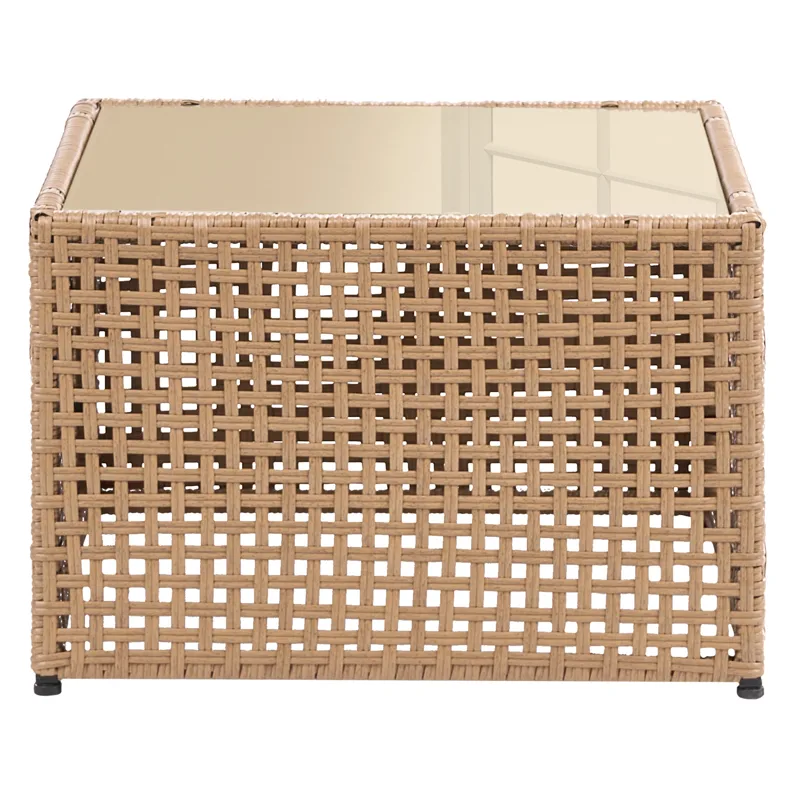 U-formet sofa utendørs 6-seter Omegana modulær kunstrotting - Beige/svart - Hagemøbler & utemiljø - Hagegruppe - Sofagruppe utendørs