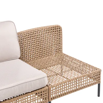 U-formet sofa utendørs 6-seter Omegana modulær kunstrotting - Beige/svart - Hagemøbler & utemiljø - Hagegruppe - Sofagruppe utendørs