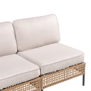 U-formet sofa utendørs 6-seter Omegana modulær kunstrotting - Beige/svart - Hagemøbler & utemiljø - Hagegruppe - Sofagruppe utendørs