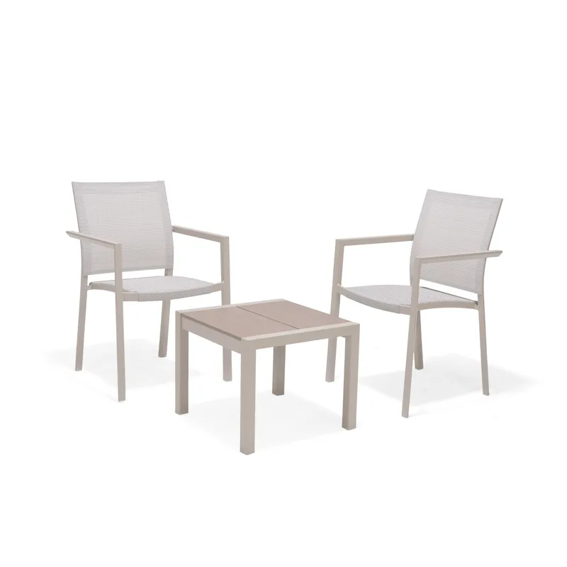 Urbanite Sett sidebord + 2 carverstoler, Lys Grå