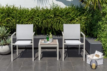 Urbanite Sett sidebord + 2 carverstoler - Lys Grå - Hagemøbler & utemiljø - Hagegruppe - Cafemøbler & cafesett