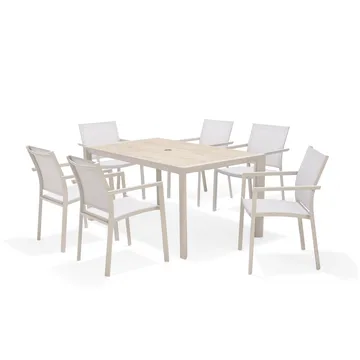 Urbanite Spisegruppe Utendørs 160 cm 6 Lenestoler - Grå - Hagemøbler & utemiljø - Hagegruppe - Spisegrupper hage