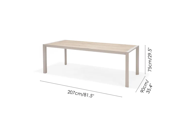 Urbanite Spisegruppe Utendørs 205 cm 8 Lenestoler - Grå - Hagemøbler & utemiljø - Hagegruppe - Spisegrupper hage