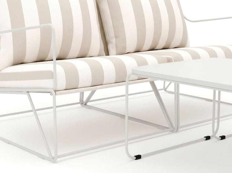 Usteryd 2-seters loungesofa med settbord - Beige/Stripet - Hagemøbler & utemiljø - Loungemøbler - Loungegrupper