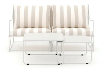 Usteryd 2-seters loungesofa med settbord - Beige/Stripet - Hagemøbler & utemiljø - Loungemøbler - Loungegrupper