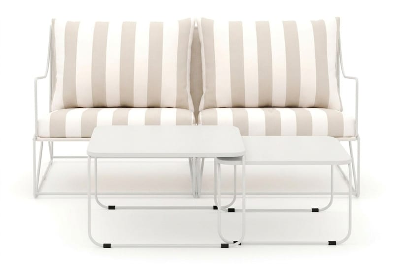 Usteryd 2-seters loungesofa med settbord - Beige/Stripet - Hagemøbler & utemiljø - Loungemøbler - Loungegrupper