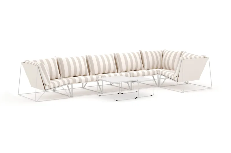 Usteryd utendørs hjørnesofa 6-seters vendbar, Beige/Stripete