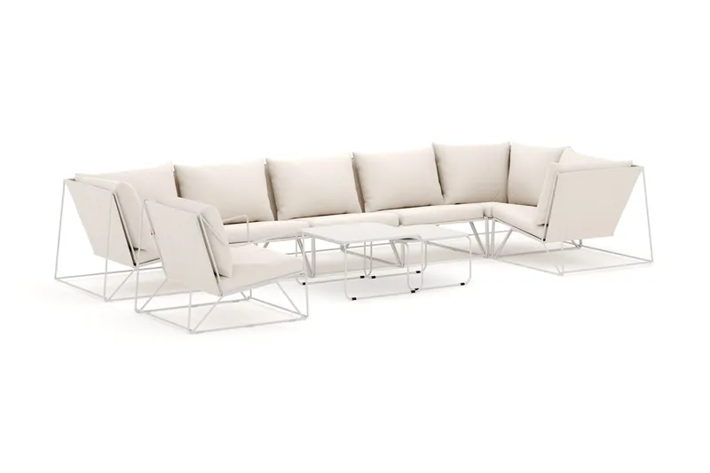 Usteryd utendørs hjørnesofa 7-seters vendbar med lenestol, Beige/Beige
