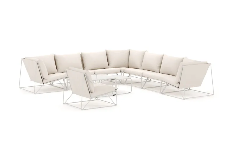 Usteryd utendørs hjørnesofa 8-seter vendbar med lenestol, Beige/Beige