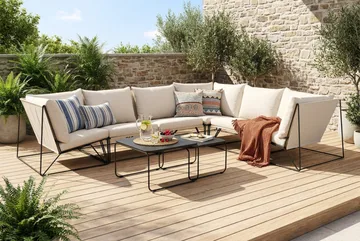 Usteryd utendørs L-sofa 6-seters vendbar - Svart/Beige - Hagemøbler & utemiljø - Hagegruppe - Sofagruppe utendørs