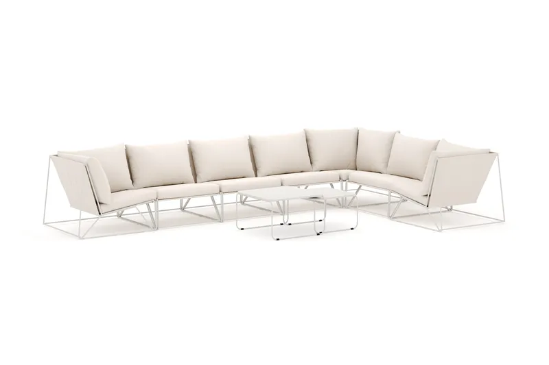 Usteryd utendørs L-sofa 7-seters vendbar, Beige/Beige
