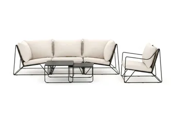 Usteryd utendørs rett 4-seters sofa med lenestol - Svart/Beige - Hagemøbler & utemiljø - Hagegruppe - Sofagruppe utendørs