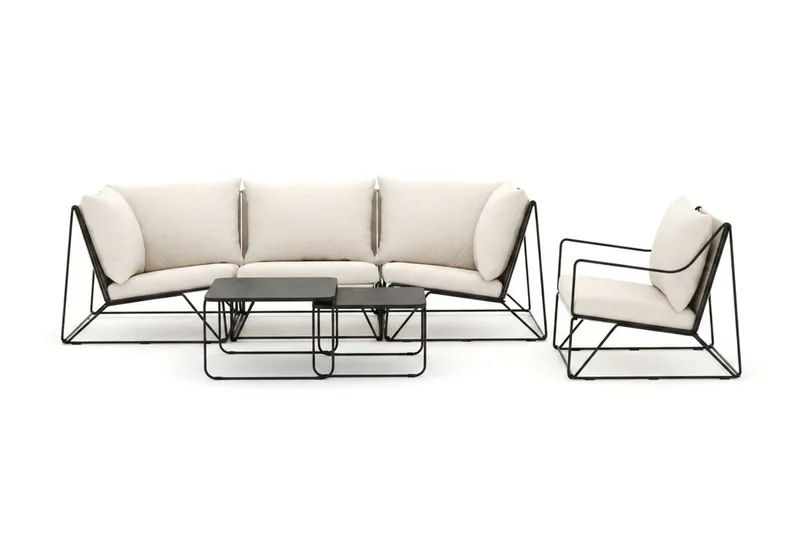 Usteryd utendørs rett 4-seters sofa med lenestol - Svart/Beige - Hagemøbler & utemiljø - Hagegruppe - Sofagruppe utendørs