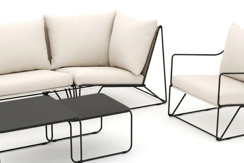 Usteryd utendørs rett 4-seters sofa med lenestol - Svart/Beige - Hagemøbler & utemiljø - Hagegruppe - Sofagruppe utendørs