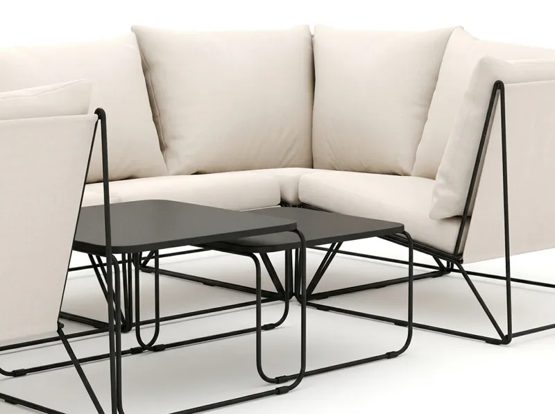 Usteryd utendørs U-sofa 6-seters med lukket avslutning - Svart/Beige - Hagemøbler & utemiljø - Hagegruppe - Sofagruppe utendørs