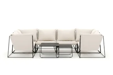 Usteryd utendørs U-sofa 6-seters med lukket avslutning - Svart/Beige - Hagemøbler & utemiljø - Hagegruppe - Sofagruppe utendørs