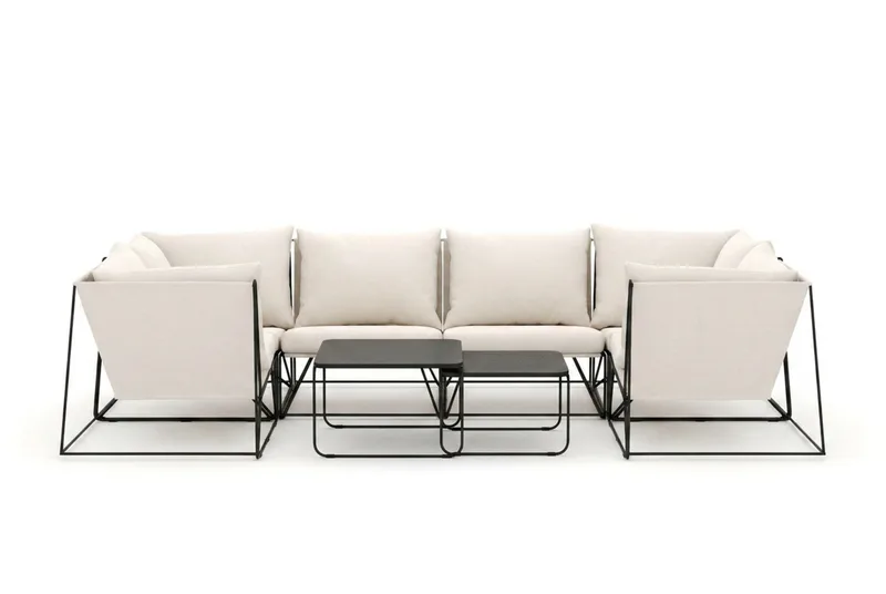 Usteryd utendørs U-sofa 6-seters med lukket avslutning - Svart/Beige - Hagemøbler & utemiljø - Hagegruppe - Sofagruppe utendørs